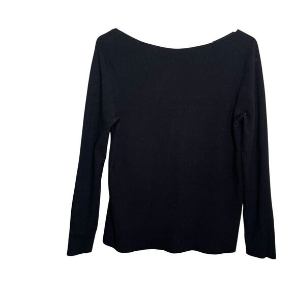 MM Lafleur T-Shirt Women's Medium Rib Knit Long Sleeve Minimal Black Top - Picture 1 of 9